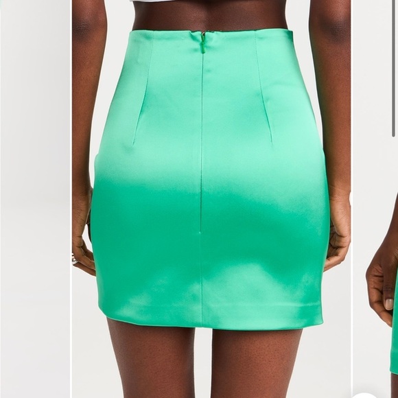 NEW Sergio Hudson Satin High Waist Fitted Mini Skirt in Mint Green Shopbop 6 - Picture 4 of 12